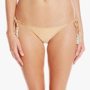 PilyQ Lux Crochet-tie Teeny bikini bottom in gold.